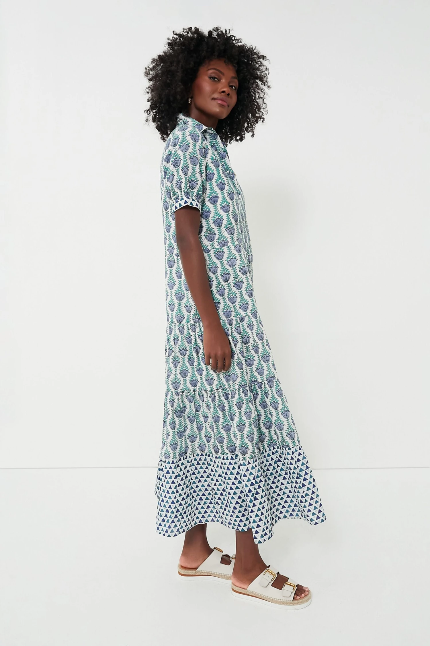 Blue Multi Short Sleeve Maxi Dress - Image 3