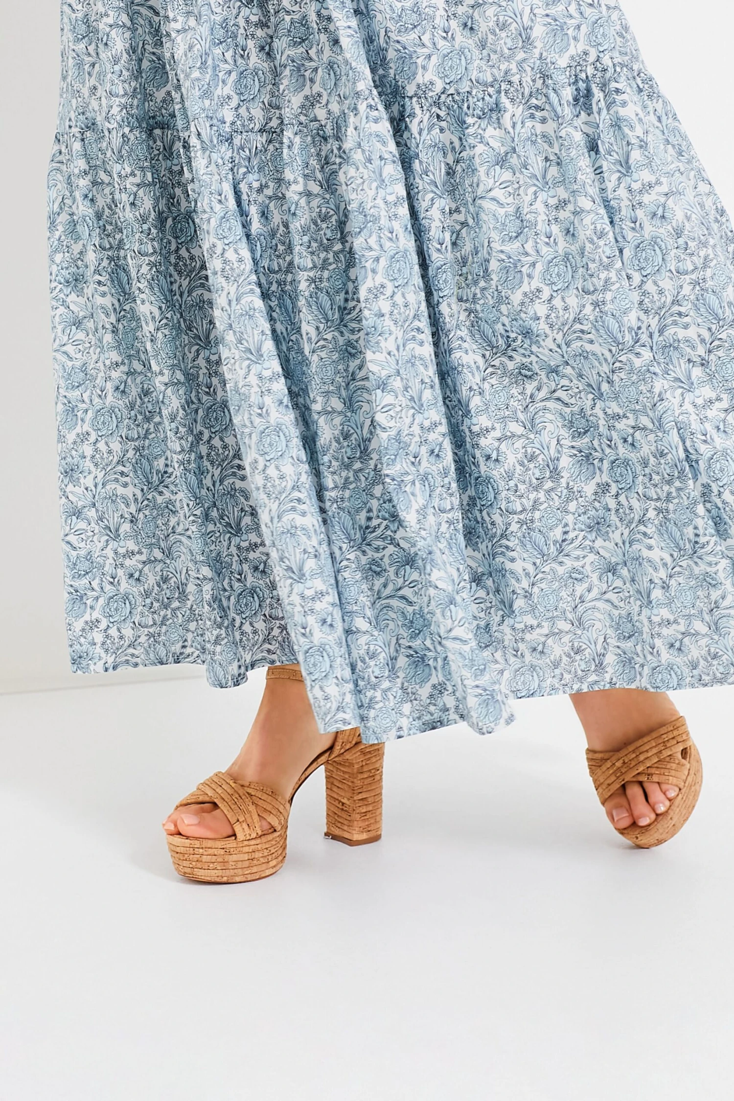 Blue And White Floral Tiered Teresa Maxi Dress - Image 5