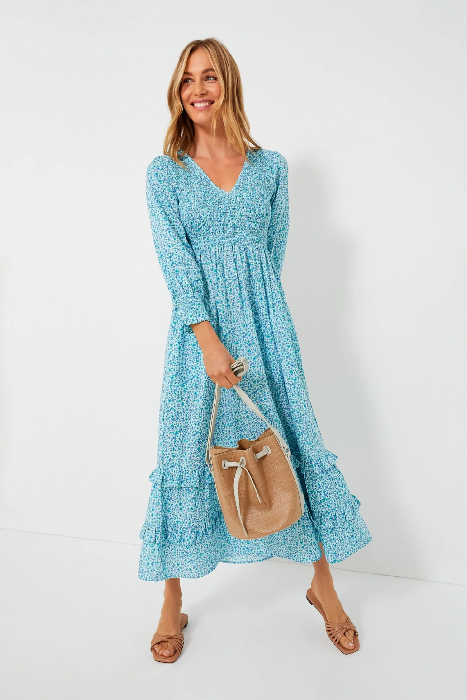 Exclusive Ocean Ditsy Isabel V Neck Dress - Image 2
