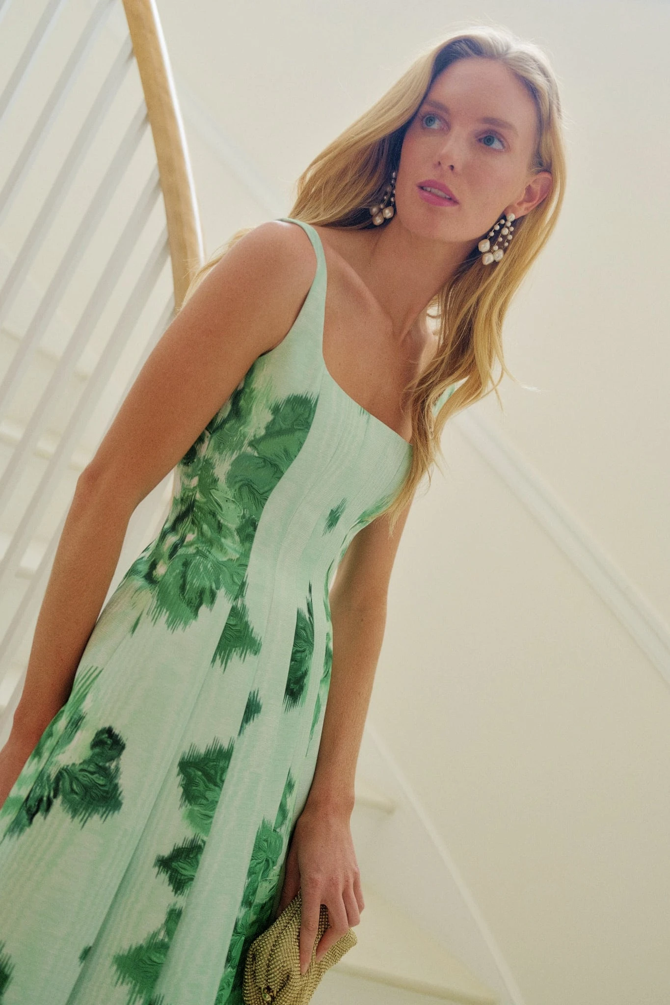 Giant Moire Roses Emerald Adele Dress - Image 8