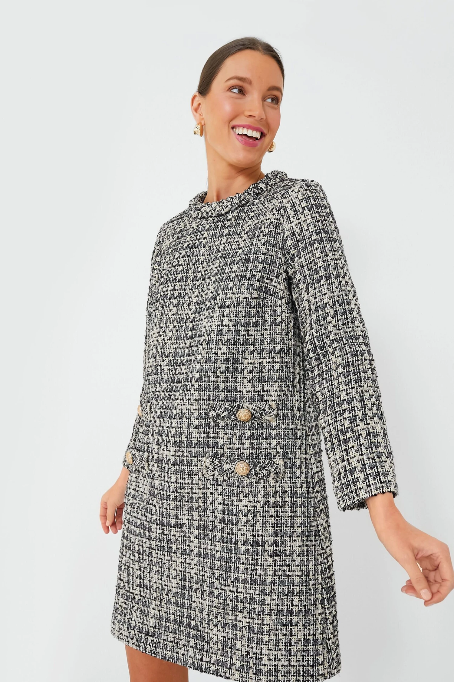 Smoke And Mirrors Long Sleeve Tweed Jackie Dress - Image 7