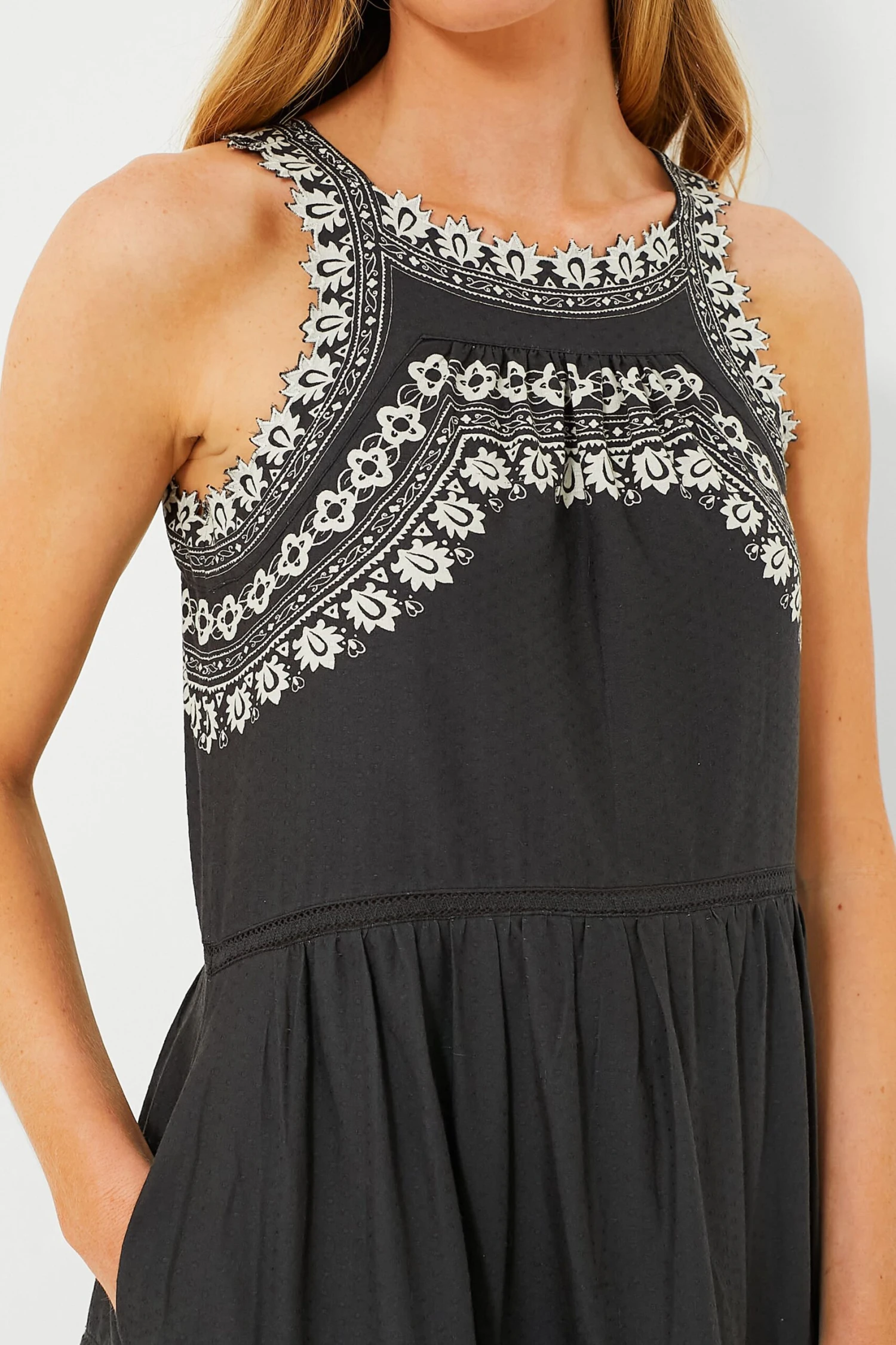 Black Amina Embroidery Tank Dress - Image 5