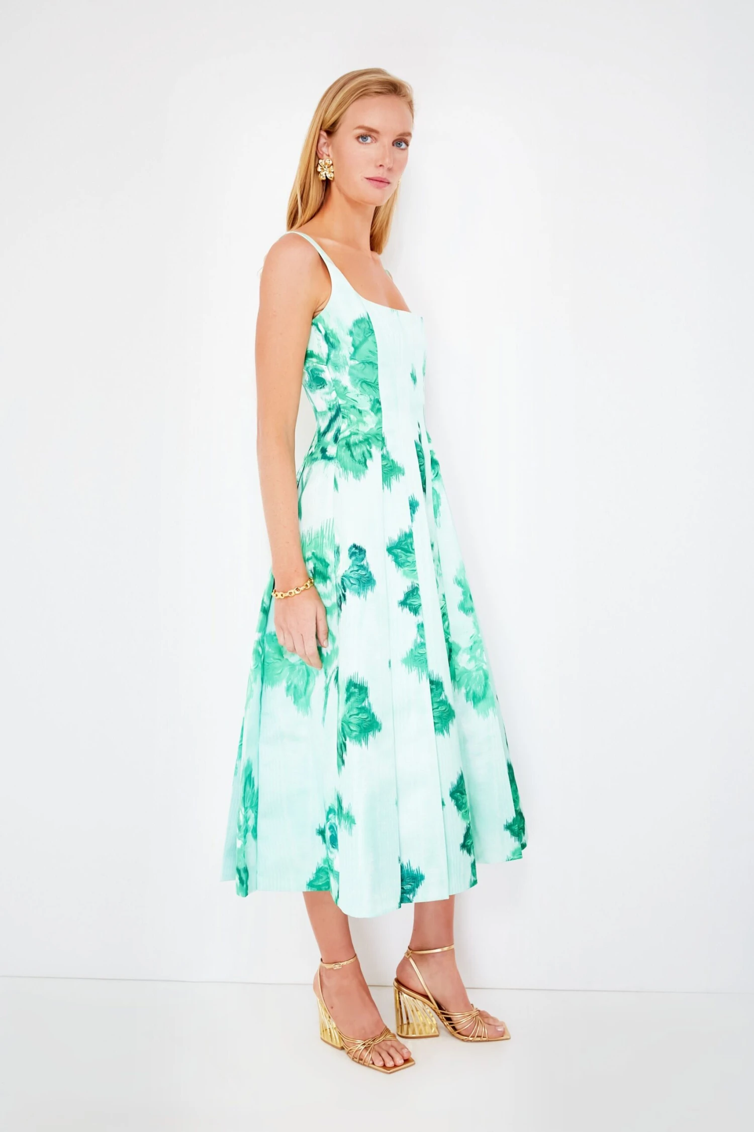 Giant Moire Roses Emerald Adele Dress - Image 4
