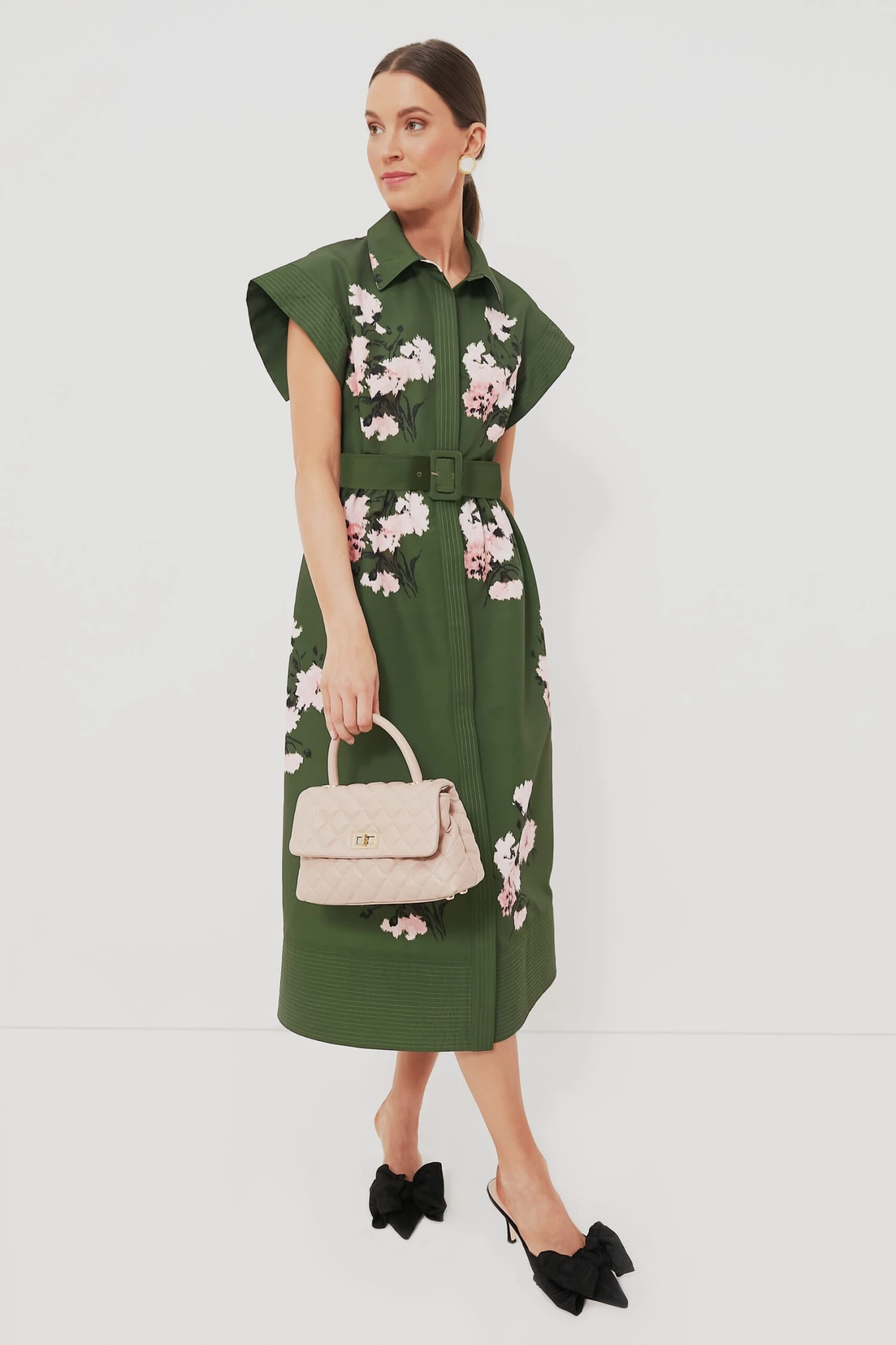 Olive And Pressed Powder Floral Chloe Dress - Image 2