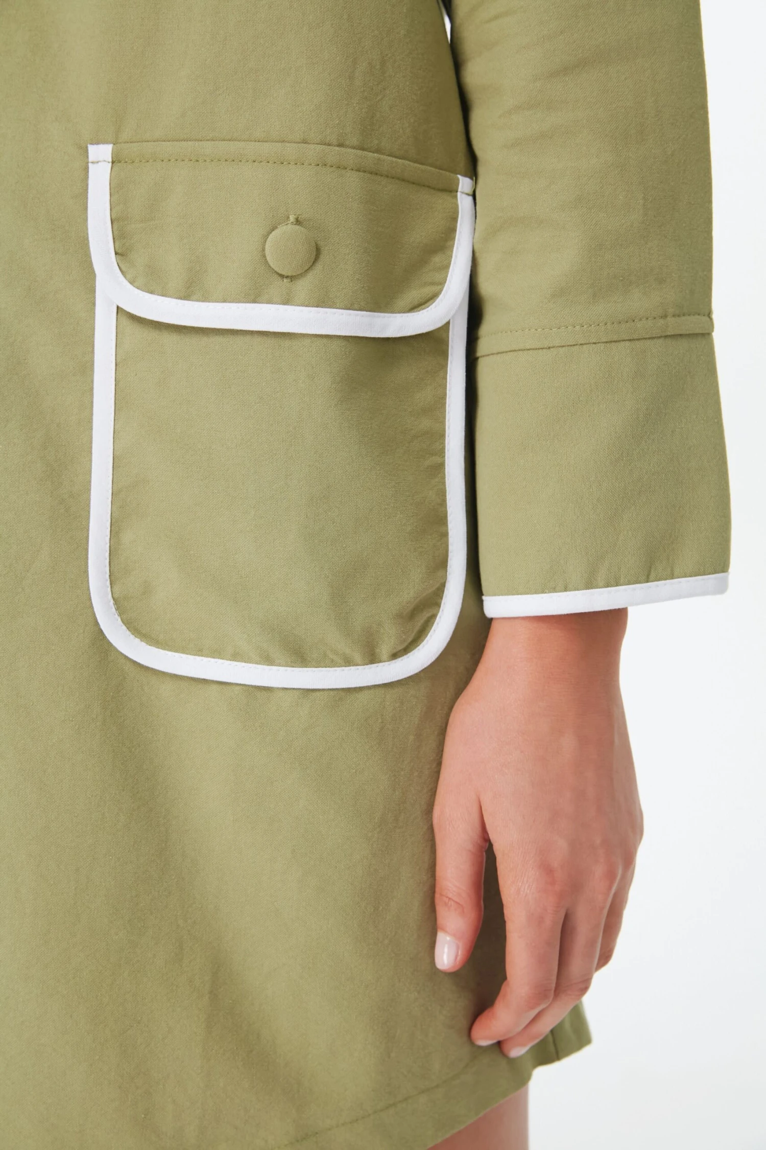 Moss Green Perkins Shirt Dress - Image 6